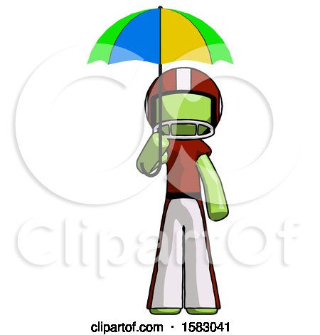 Green Football Player Man Holding Umbrella Rainbow Colored by Leo Blanchette
