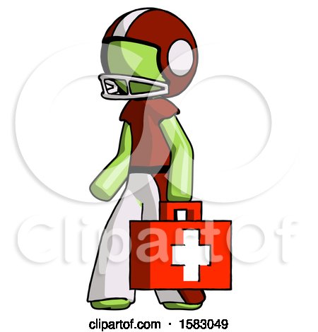 Green Football Player Man Walking with Medical Aid Briefcase to Left by Leo Blanchette