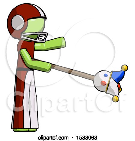 Green Football Player Man Holding Jesterstaff - I Dub Thee Foolish Concept by Leo Blanchette
