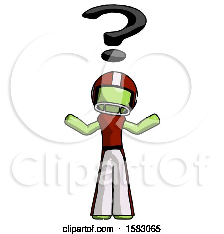 Green Football Player Man with Question Mark Above Head, Confused by Leo Blanchette