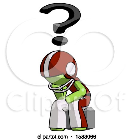 Green Football Player Man Thinker Question Mark Concept by Leo Blanchette