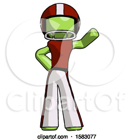 Green Football Player Man Waving Left Arm with Hand on Hip by Leo Blanchette