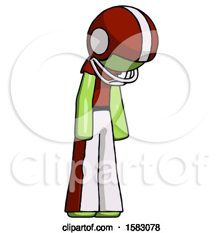 Green Football Player Man Depressed with Head down Turned Right by Leo Blanchette