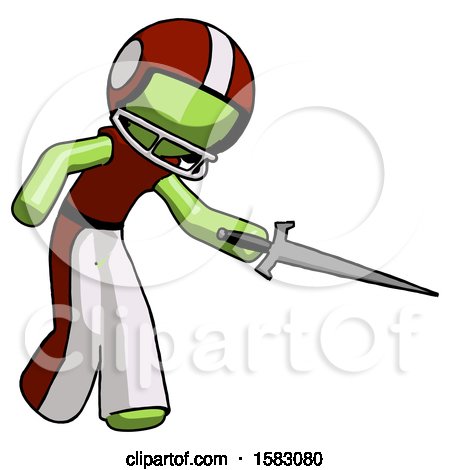 Green Football Player Man Sword Pose Stabbing or Jabbing by Leo Blanchette