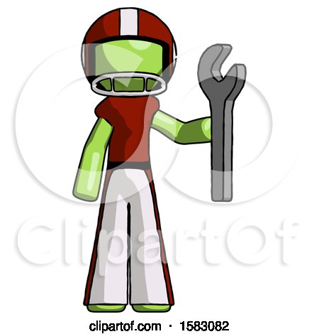 Green Football Player Man Holding Wrench Ready to Repair or Work by Leo Blanchette