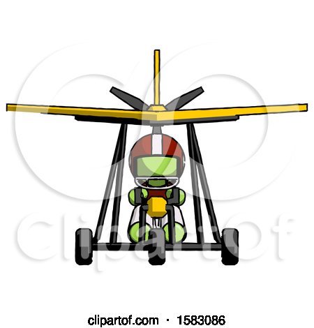 Green Football Player Man in Ultralight Aircraft Front View by Leo Blanchette
