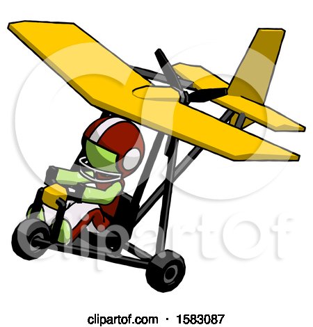 Green Football Player Man in Ultralight Aircraft Top Side View by Leo Blanchette