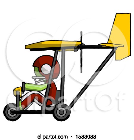 Green Football Player Man in Ultralight Aircraft Side View by Leo Blanchette