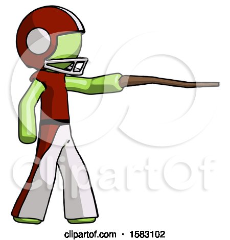 Green Football Player Man Pointing with Hiking Stick by Leo Blanchette