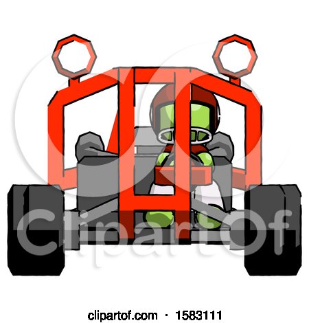 Green Football Player Man Riding Sports Buggy Front View by Leo Blanchette