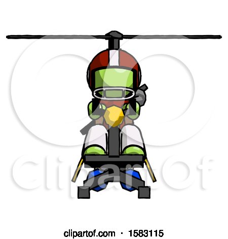 Green Football Player Man Flying in Gyrocopter Front View by Leo Blanchette