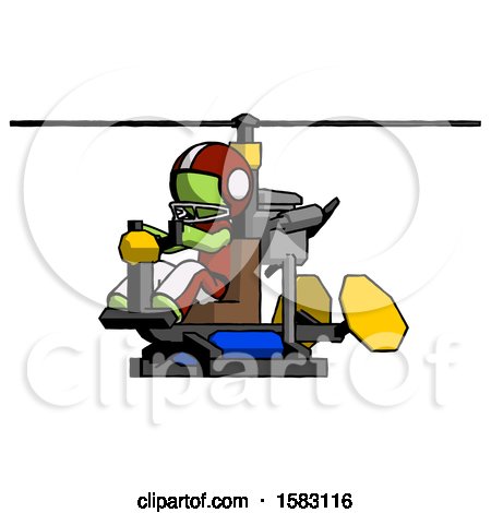 Green Football Player Man Flying in Gyrocopter Front Side Angle View by Leo Blanchette