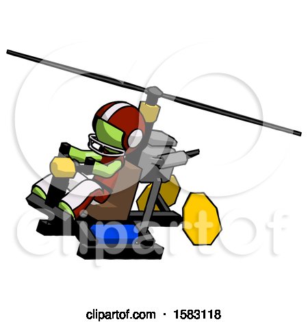 Green Football Player Man Flying in Gyrocopter Front Side Angle Top View by Leo Blanchette