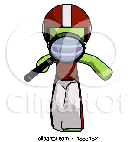 Green Football Player Man Looking down Through Magnifying Glass by Leo Blanchette