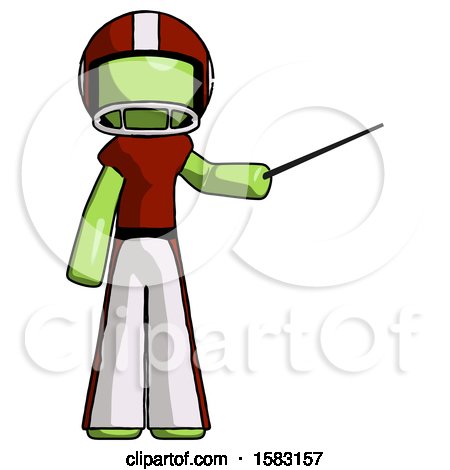 Green Football Player Man Teacher or Conductor with Stick or Baton Directing by Leo Blanchette