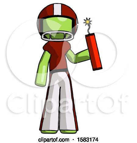 Green Football Player Man Holding Dynamite with Fuse Lit by Leo Blanchette