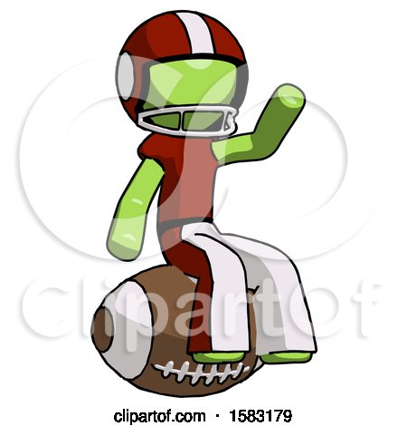 Green Football Player Man Sitting on Giant Football by Leo Blanchette