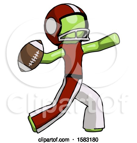 Green Football Player Man Throwing Football by Leo Blanchette