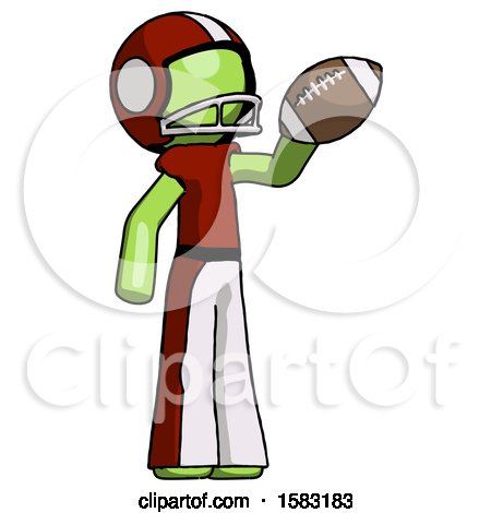 Green Football Player Man Holding Football up by Leo Blanchette