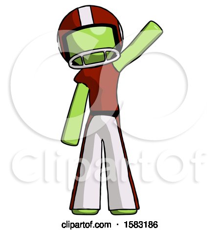 Green Football Player Man Waving Emphatically with Left Arm by Leo Blanchette