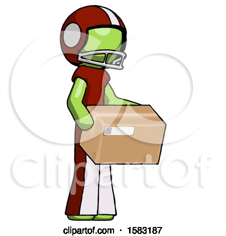 Green Football Player Man Holding Package to Send or Recieve in Mail by Leo Blanchette