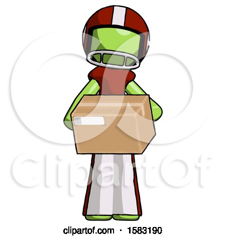 Green Football Player Man Holding Box Sent or Arriving in Mail by Leo Blanchette