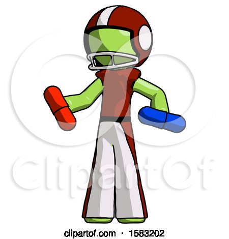 Green Football Player Man Red Pill or Blue Pill Concept by Leo Blanchette