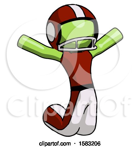 Green Football Player Man Jumping or Kneeling with Gladness by Leo Blanchette