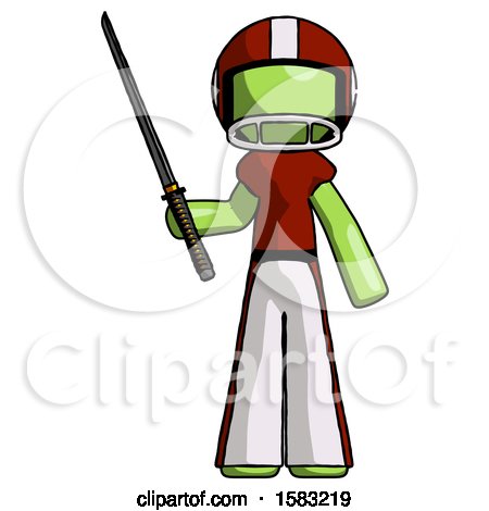 Green Football Player Man Standing up with Ninja Sword Katana by Leo Blanchette