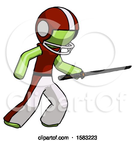 Green Football Player Man Stabbing with Ninja Sword Katana by Leo Blanchette