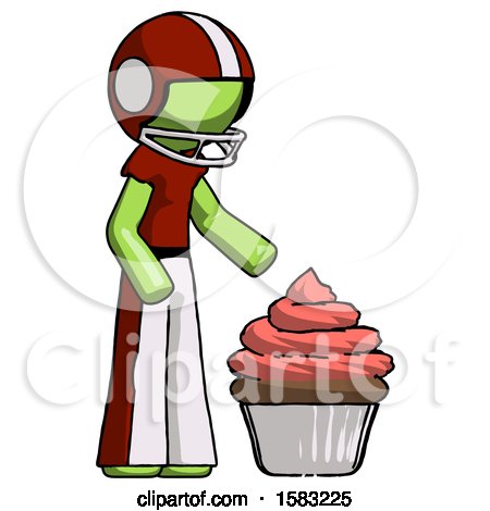 Green Football Player Man with Giant Cupcake Dessert by Leo Blanchette