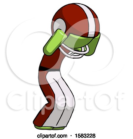 Green Football Player Man with Headache or Covering Ears Turned to His Right by Leo Blanchette