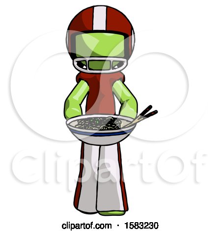 Green Football Player Man Serving or Presenting Noodles by Leo Blanchette