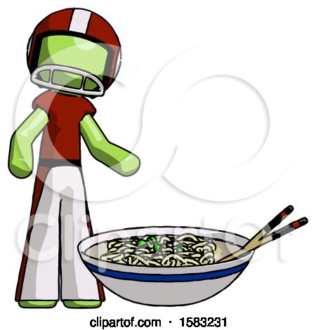 Green Football Player Man and Noodle Bowl, Giant Soup Restaraunt Concept by Leo Blanchette