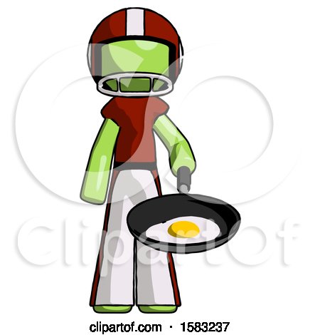 Green Football Player Man Frying Egg in Pan or Wok by Leo Blanchette