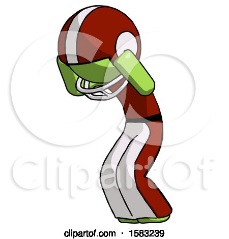 Green Football Player Man with Headache or Covering Ears Turned to His Left by Leo Blanchette