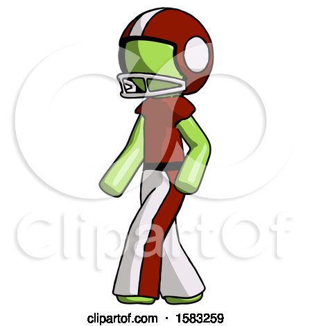 Green Football Player Man Man Walking Turned Left Front View by Leo Blanchette