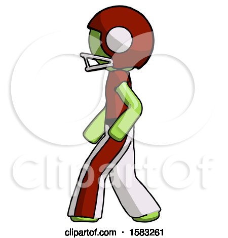 Green Football Player Man Walking Left Side View by Leo Blanchette