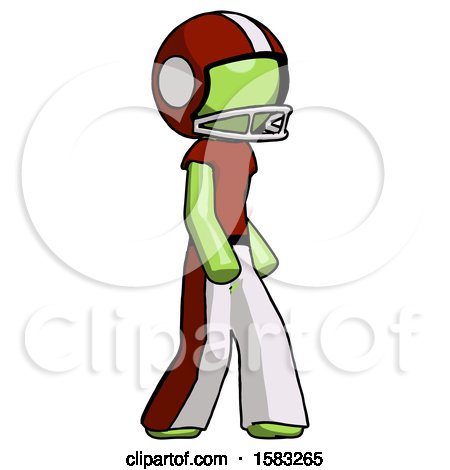 Green Football Player Man Walking Turned Right Front View by Leo Blanchette