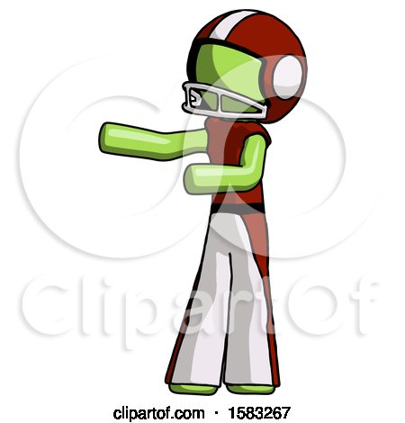 Green Football Player Man Presenting Something to His Right by Leo Blanchette