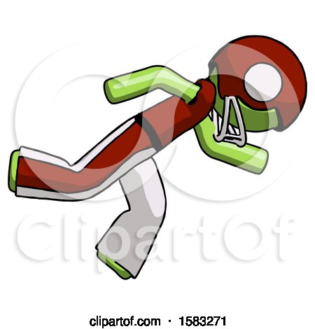Green Football Player Man Running While Falling down by Leo Blanchette
