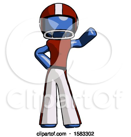 Blue Football Player Man Waving Left Arm with Hand on Hip by Leo Blanchette