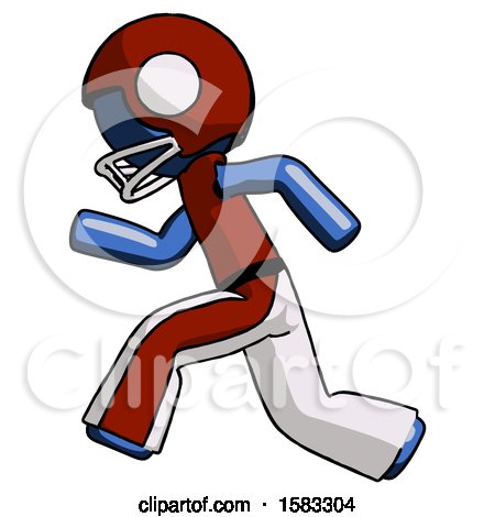 Blue Football Player Man Running Fast Left by Leo Blanchette