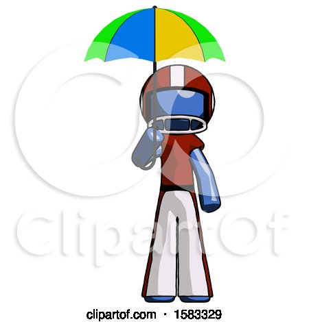 Blue Football Player Man Holding Umbrella Rainbow Colored by Leo Blanchette