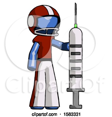 Blue Football Player Man Holding Large Syringe by Leo Blanchette