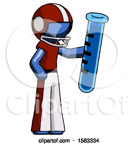 Blue Football Player Man Holding Large Test Tube by Leo Blanchette