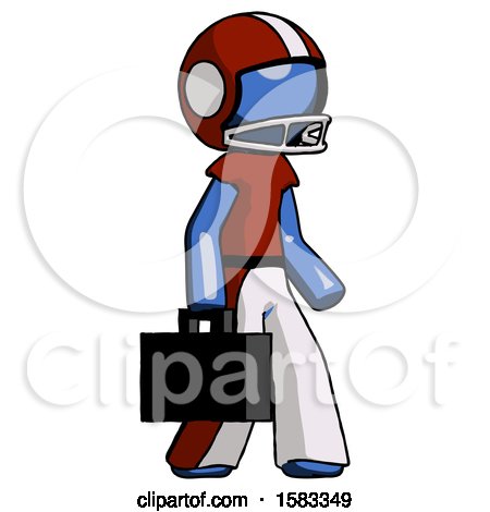 Blue Football Player Man Walking with Briefcase to the Right by Leo Blanchette