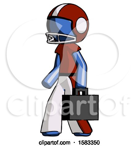 Blue Football Player Man Walking with Briefcase to the Left by Leo Blanchette