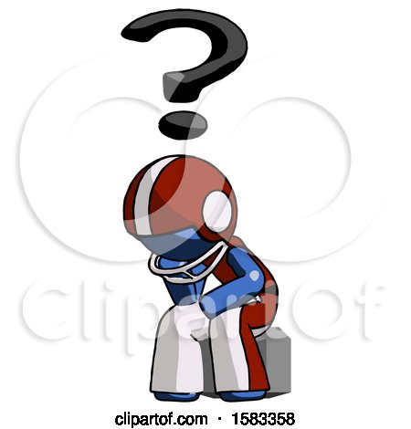 Blue Football Player Man Thinker Question Mark Concept by Leo Blanchette