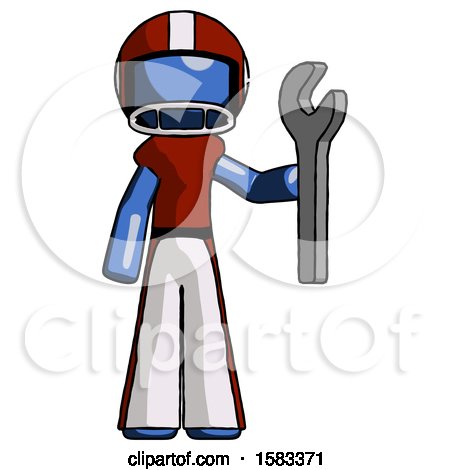 Blue Football Player Man Holding Wrench Ready to Repair or Work by Leo Blanchette